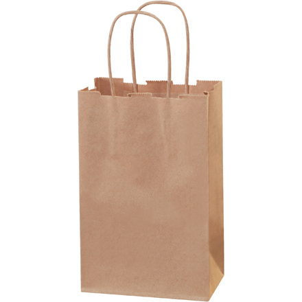 5 <span class='fraction'>1/4</span> x 3 <span class='fraction'>1/4</span> x 8 <span class='fraction'>1/4</span>" Kraft Shopping Bags - 100 PK