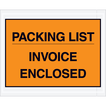 4 <span class='fraction'>1/2</span> x 5 <span class='fraction'>1/2</span>" Orange "Packing List/Invoice Enclosed" Envelopes